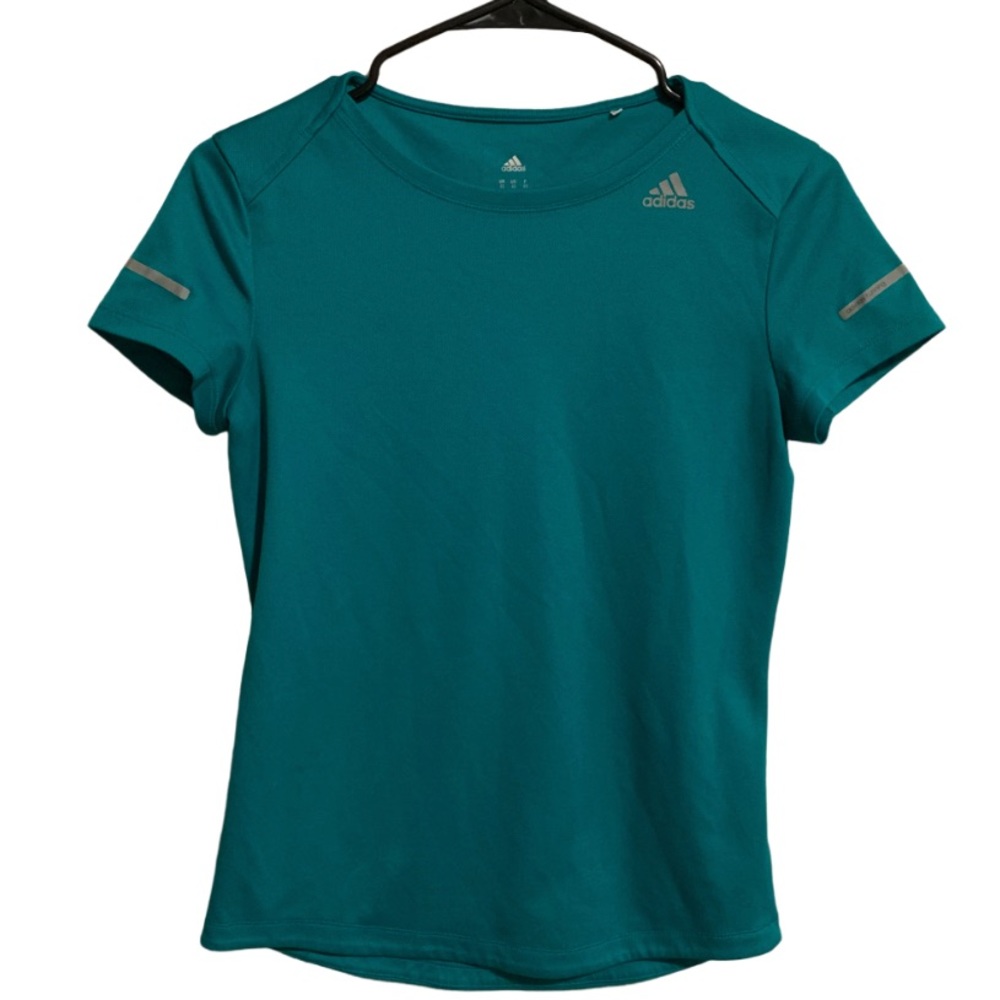 Adidas Running Women's Blue-Green Short Sleeve Athletic Climalite Shirt Size XS